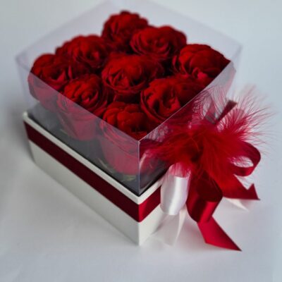 Crvene ruže u paperjastom box-u