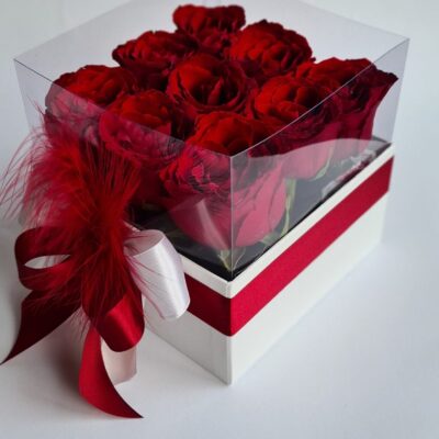 Crvene ruže u paperjastom box-u