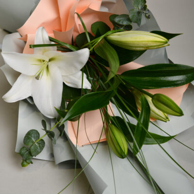 A bouquet with a lily