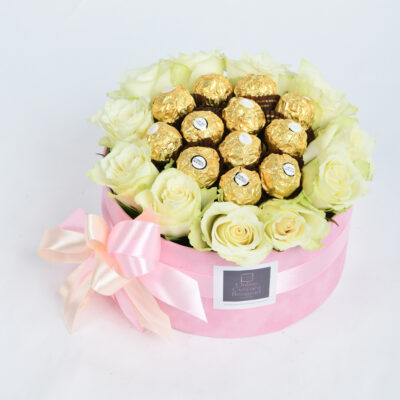 A pink flower arrangement with a sweet core