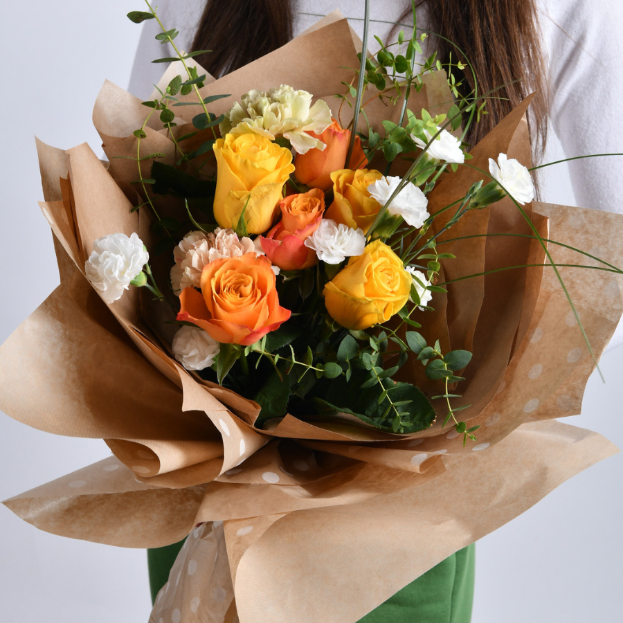 bouquet of yellow warmth - flower bouquets - flower delivery beograd - flower shop online beograd